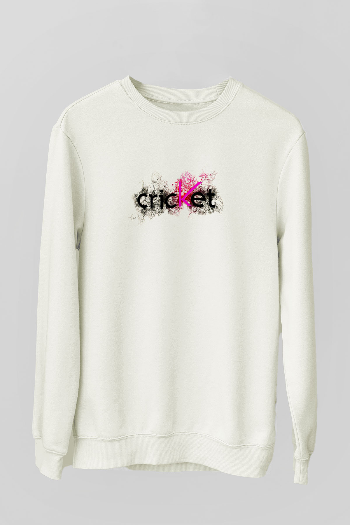 Kriket Baskılı Unisex Ekru Sweatshirt
