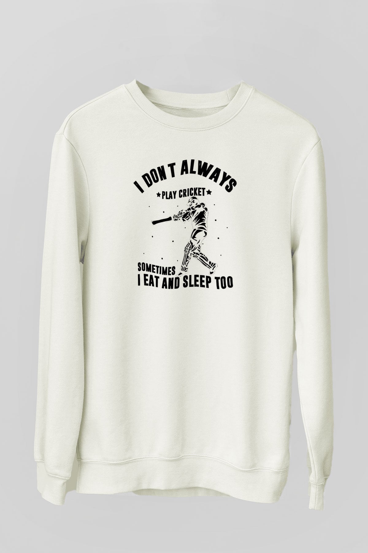 Kriket Baskılı Unisex Ekru Sweatshirt