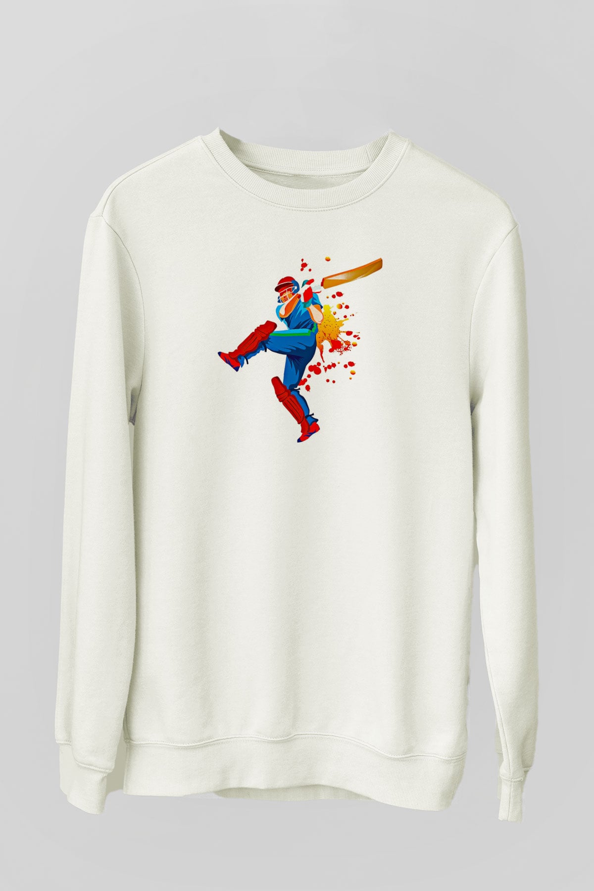 Kriket Baskılı Unisex Ekru Sweatshirt