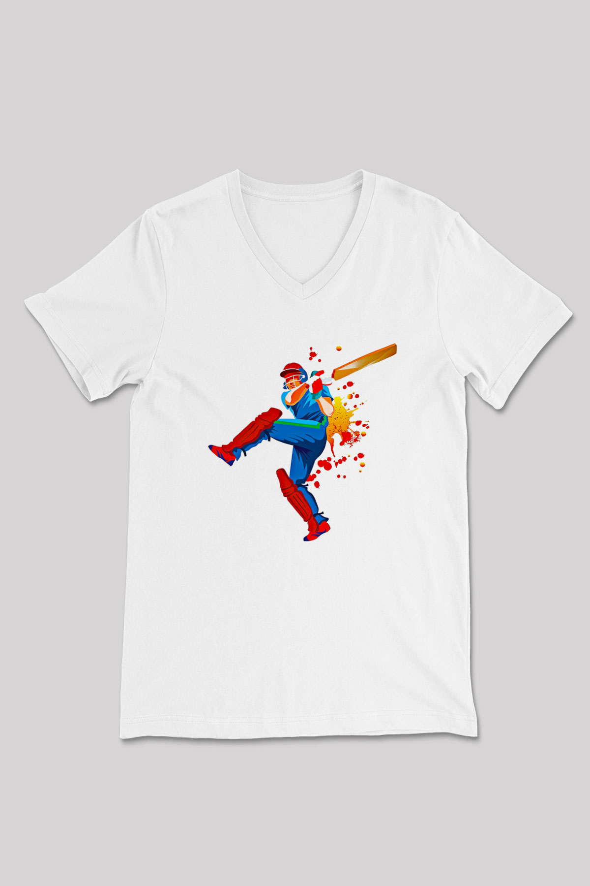 Kriket Baskılı Unisex V Yaka Tişört - Tshirt