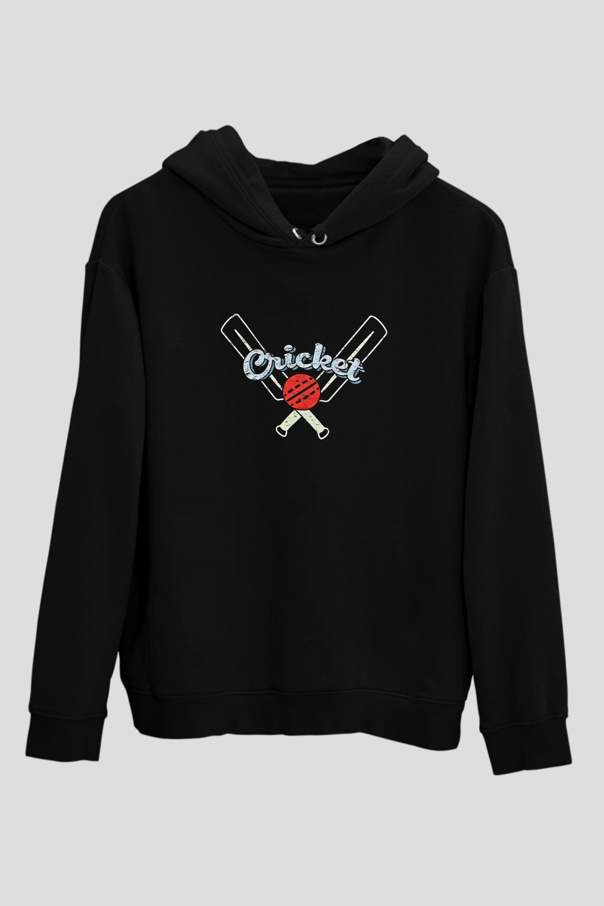 Kriket - Cricket Baskılı Unisex Siyah Hoodie