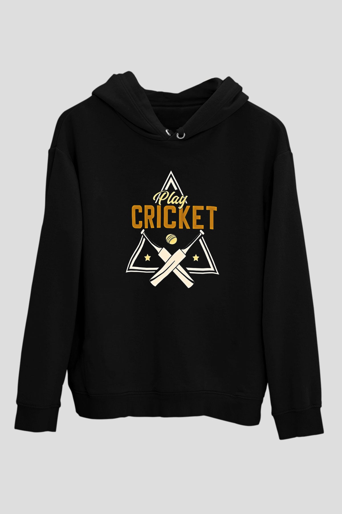 Kriket - Cricket Baskılı Unisex Siyah Hoodie