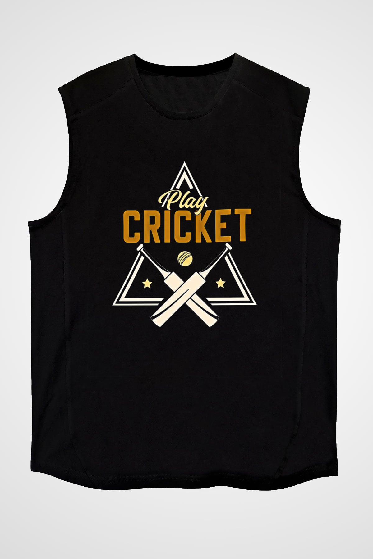 Kriket - Cricket Baskılı Unisex Siyah Kolsuz Tişört
