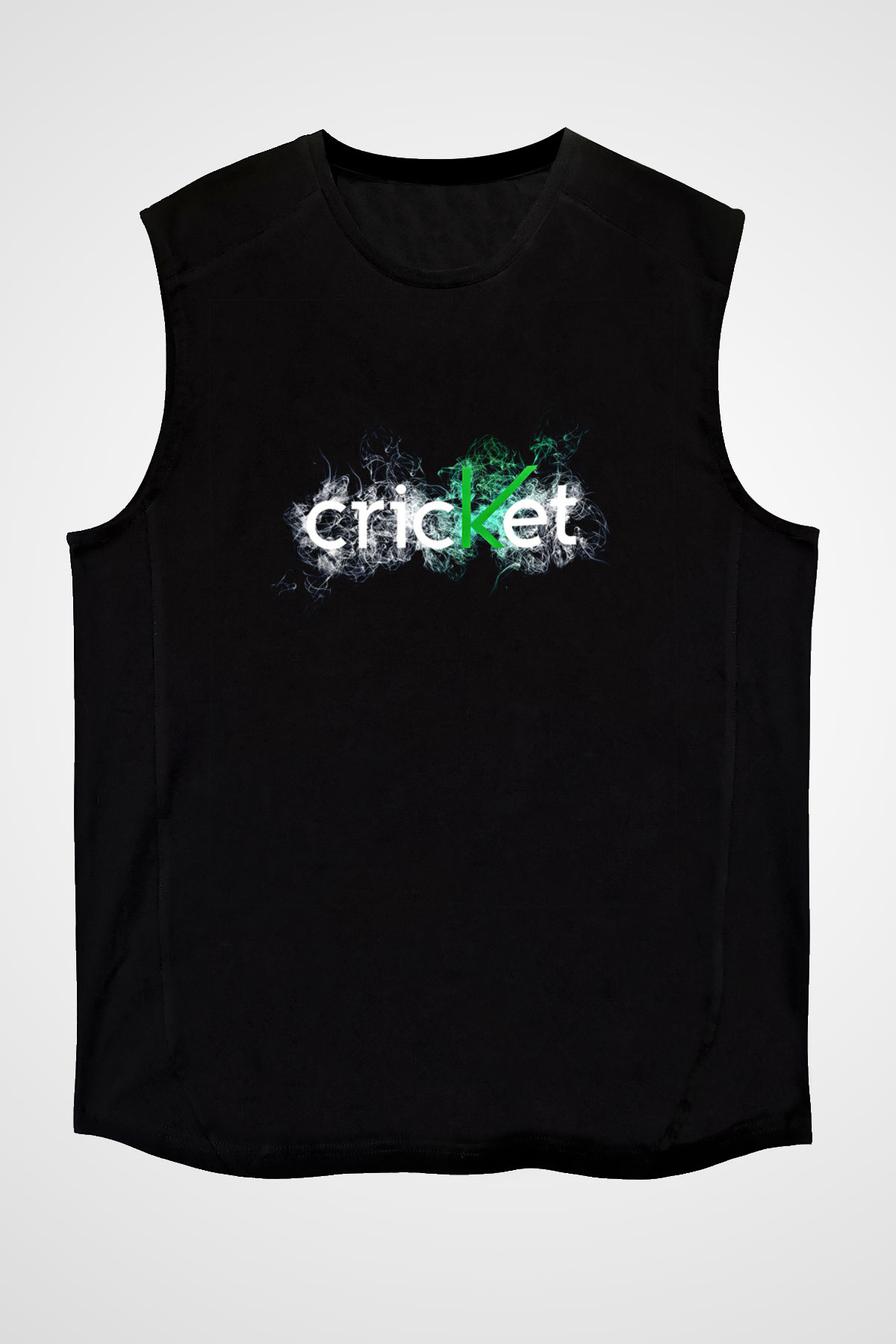 Kriket - Cricket Baskılı Unisex Siyah Kolsuz Tişört