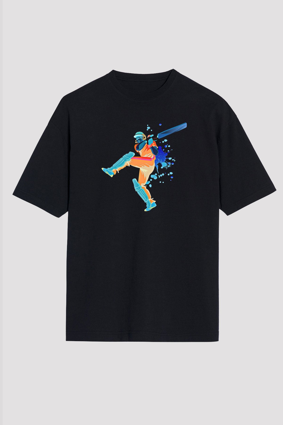 Kriket - Cricket Baskılı Unisex Siyah Oversize Tişört