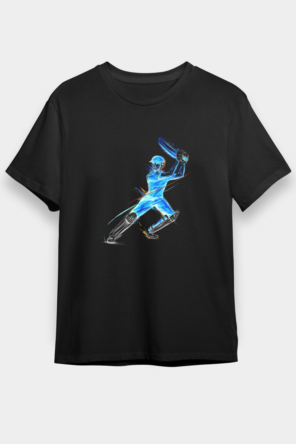 Kriket - Cricket Baskılı Unisex Siyah Tişört - Tshirt