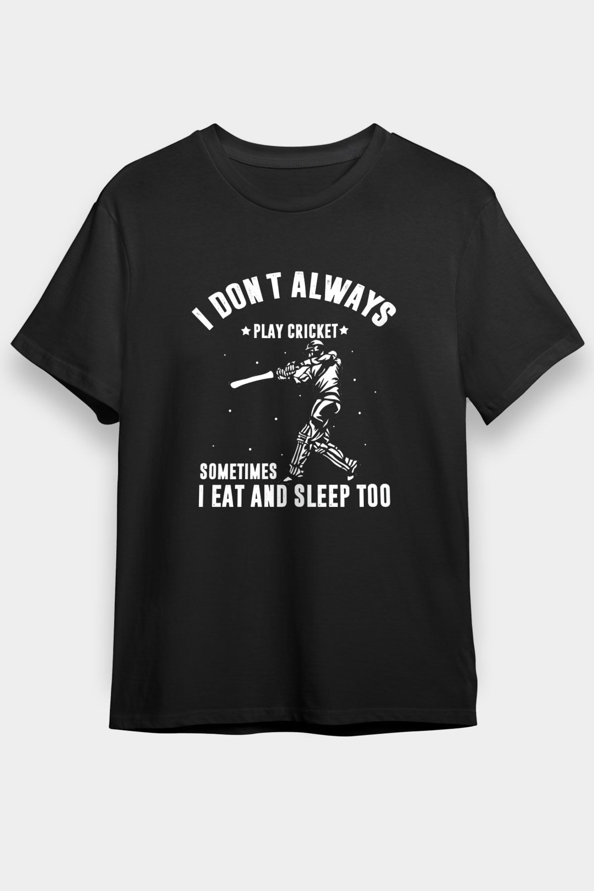 Kriket - Cricket Baskılı Unisex Siyah Tişört - Tshirt