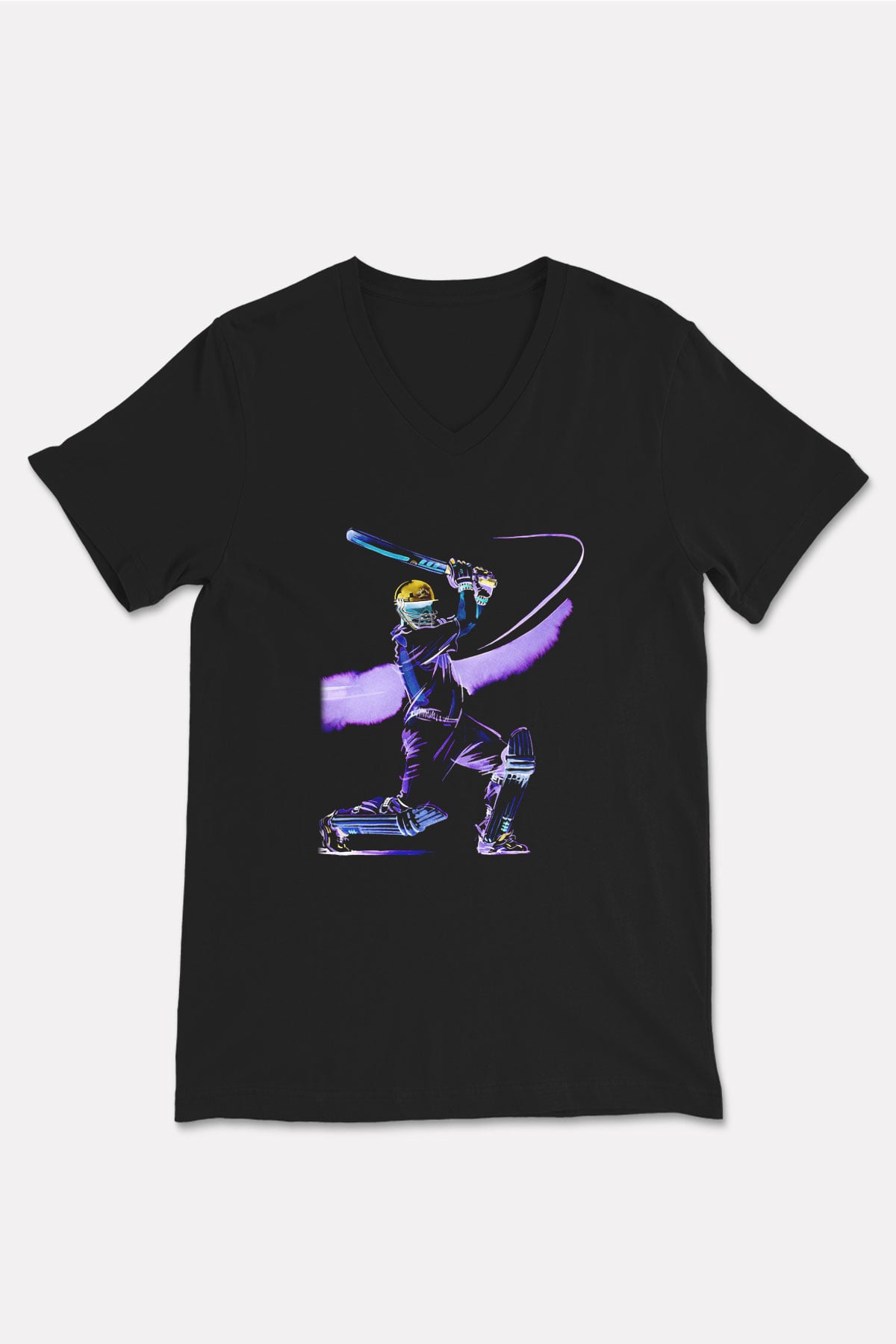 Kriket - Cricket Baskılı Unisex Siyah V Yaka Tişört