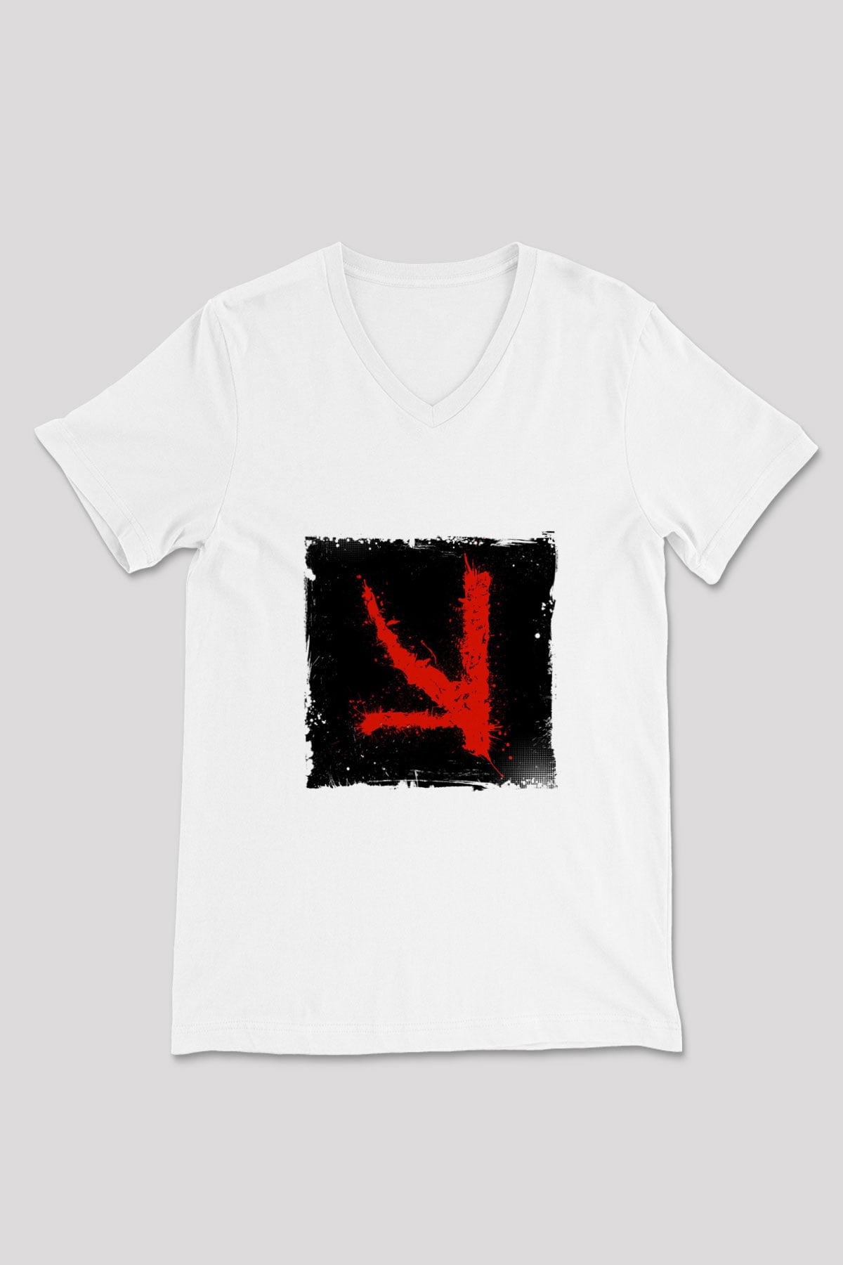 KSHMR Baskılı Beyaz V Yaka Unisex Tişört