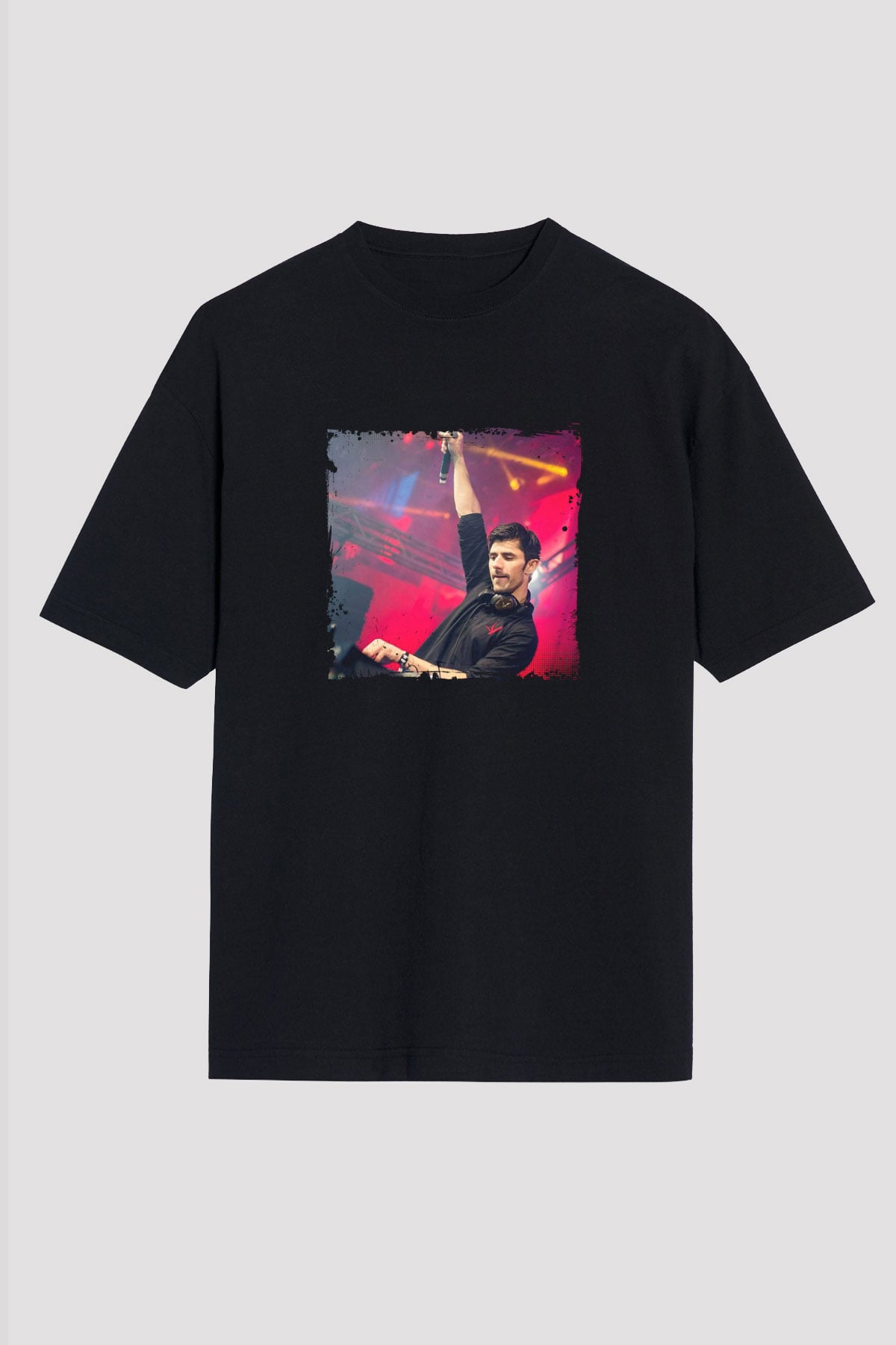 KSHMR Baskılı Unisex Oversize Siyah Tişört