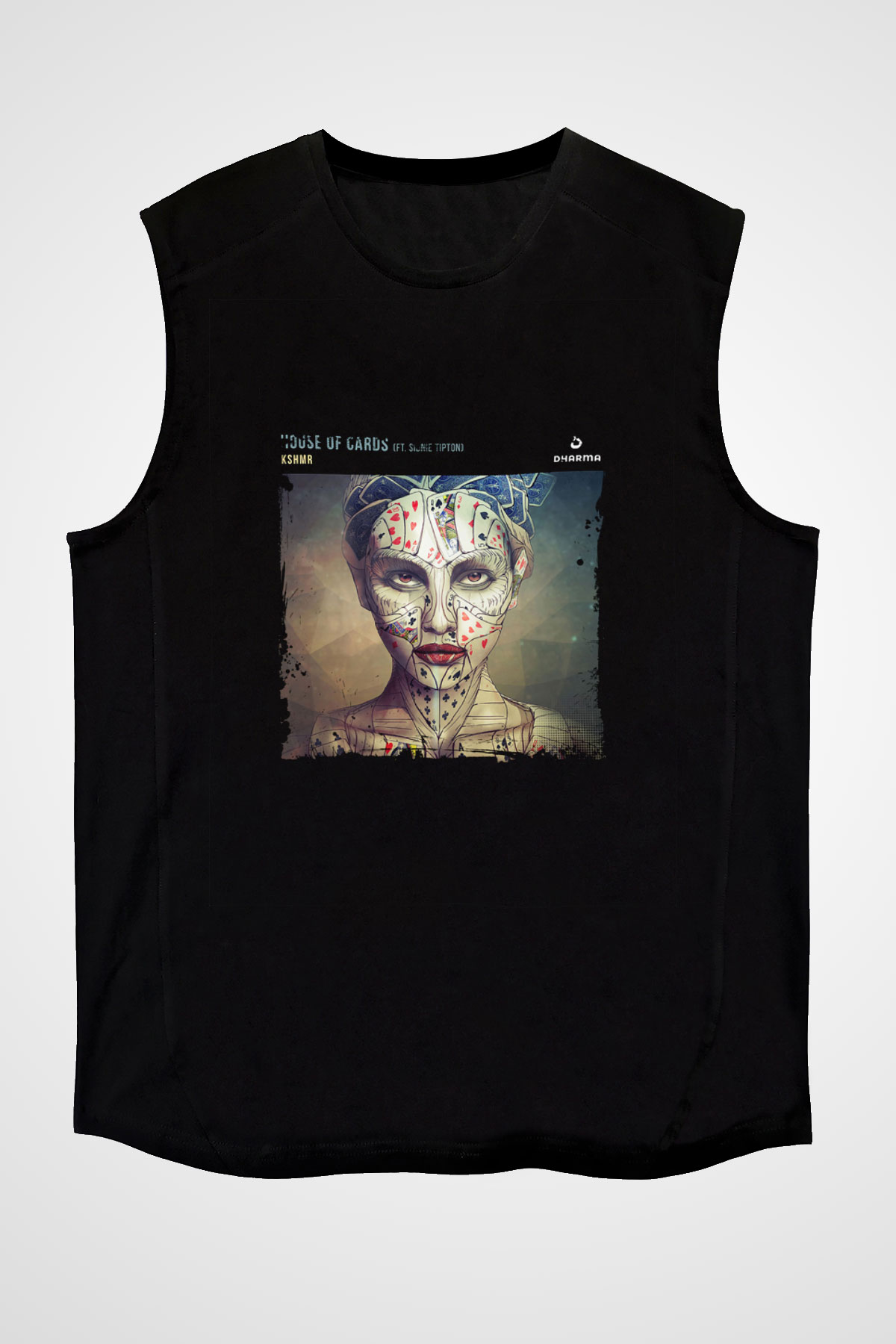 KSHMR Baskılı Unisex Siyah Kolsuz Tişört
