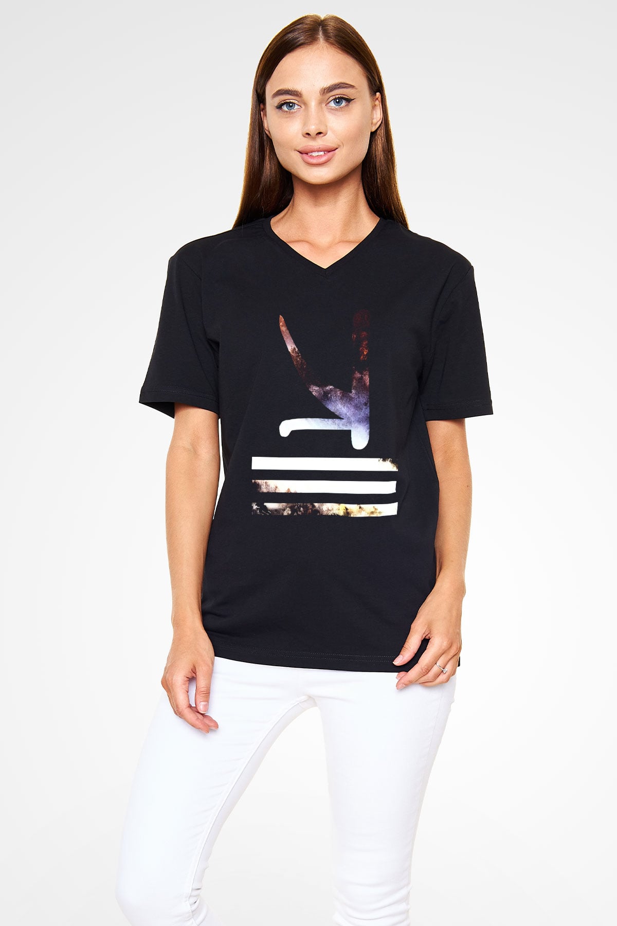 KSHMR Siyah Unisex V Yaka Tişört