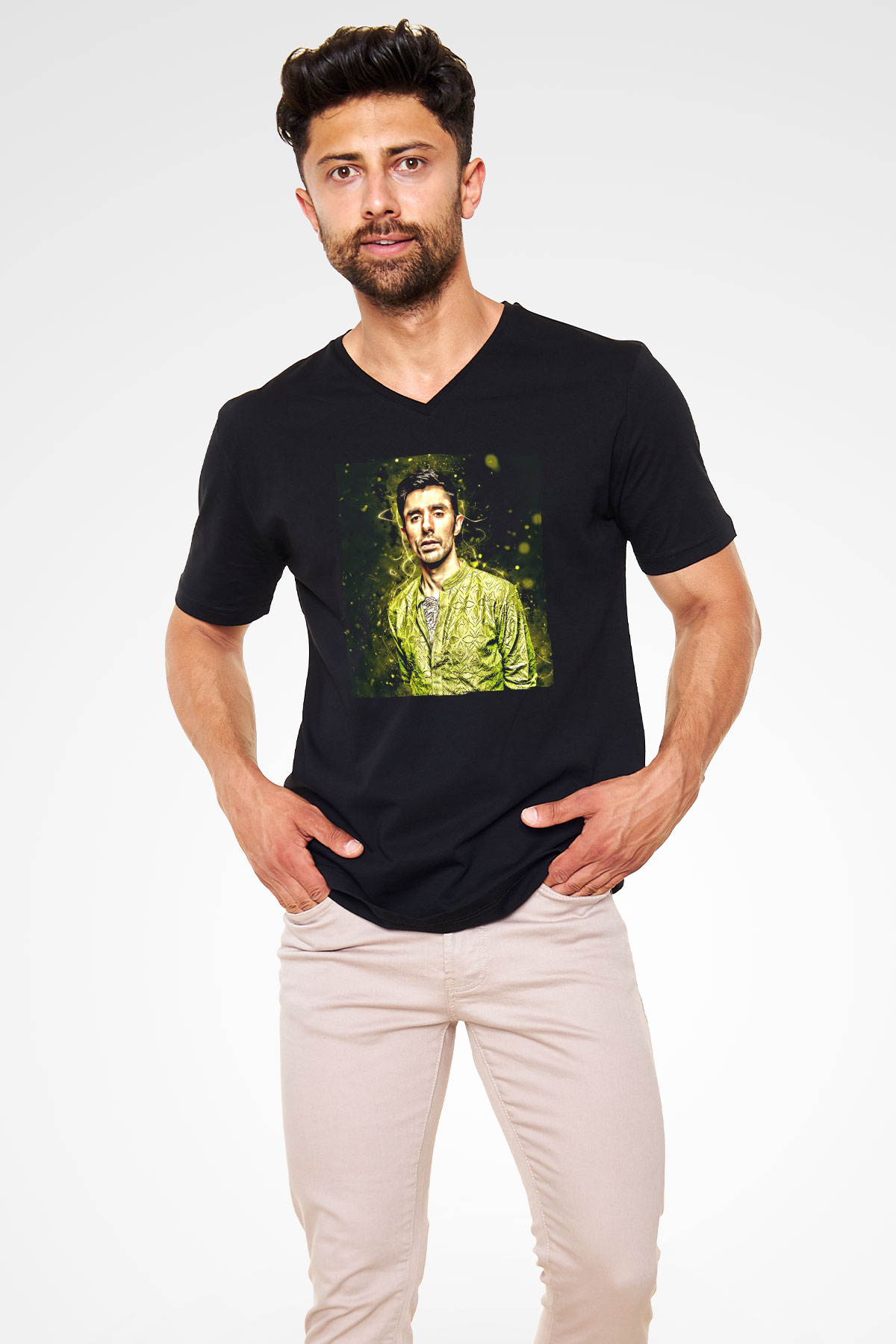 KSHMR Siyah Unisex V Yaka Tişört