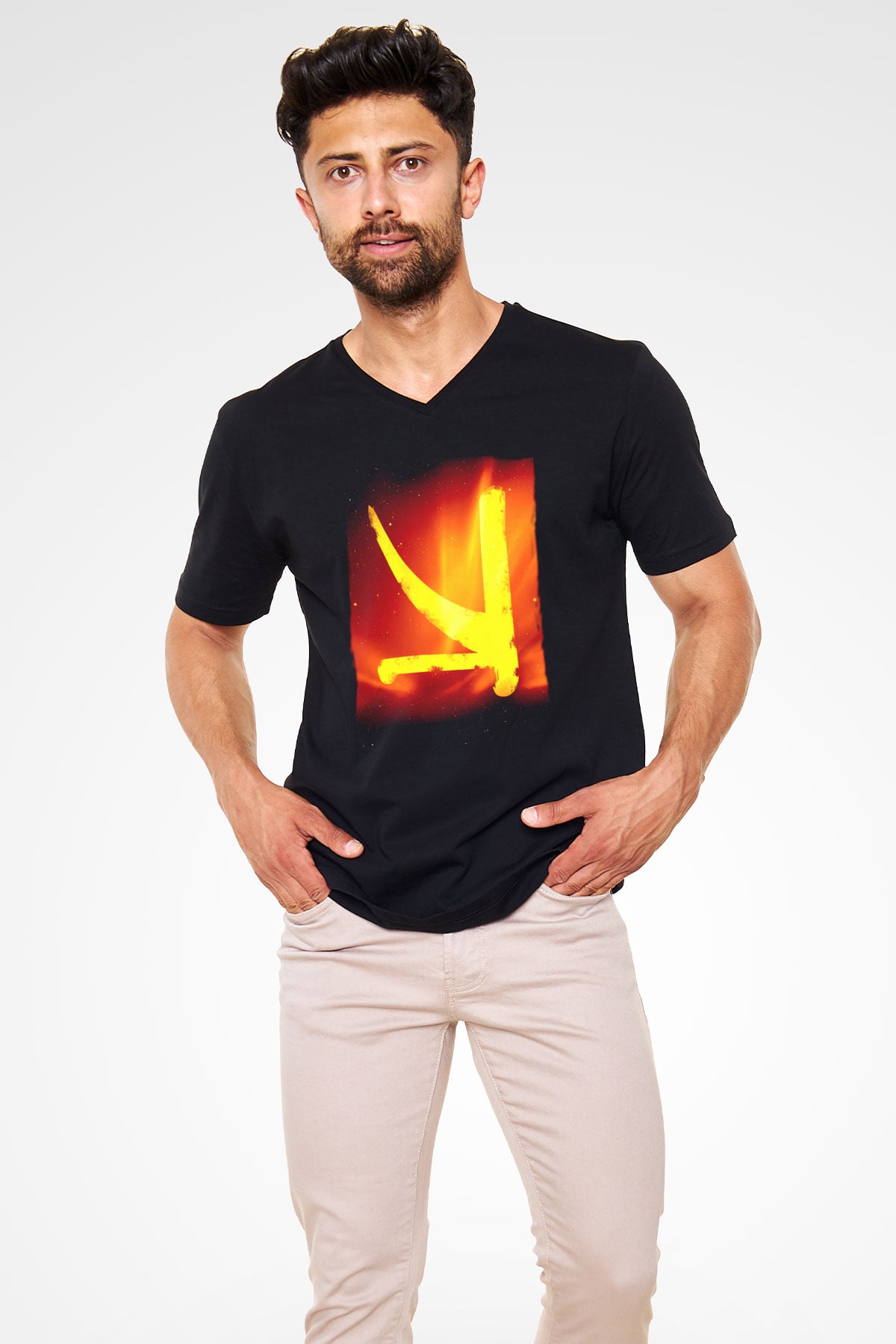 KSHMR Siyah Unisex V Yaka Tişört