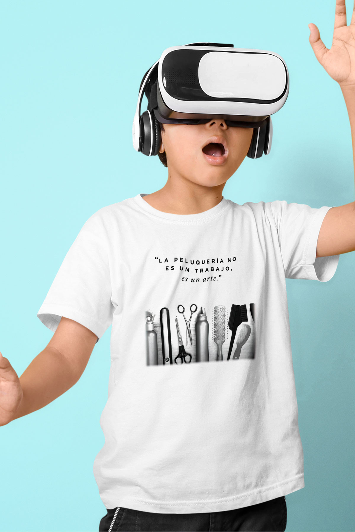 Kuaför Baskılı Beyaz Unisex Çocuk Tişört