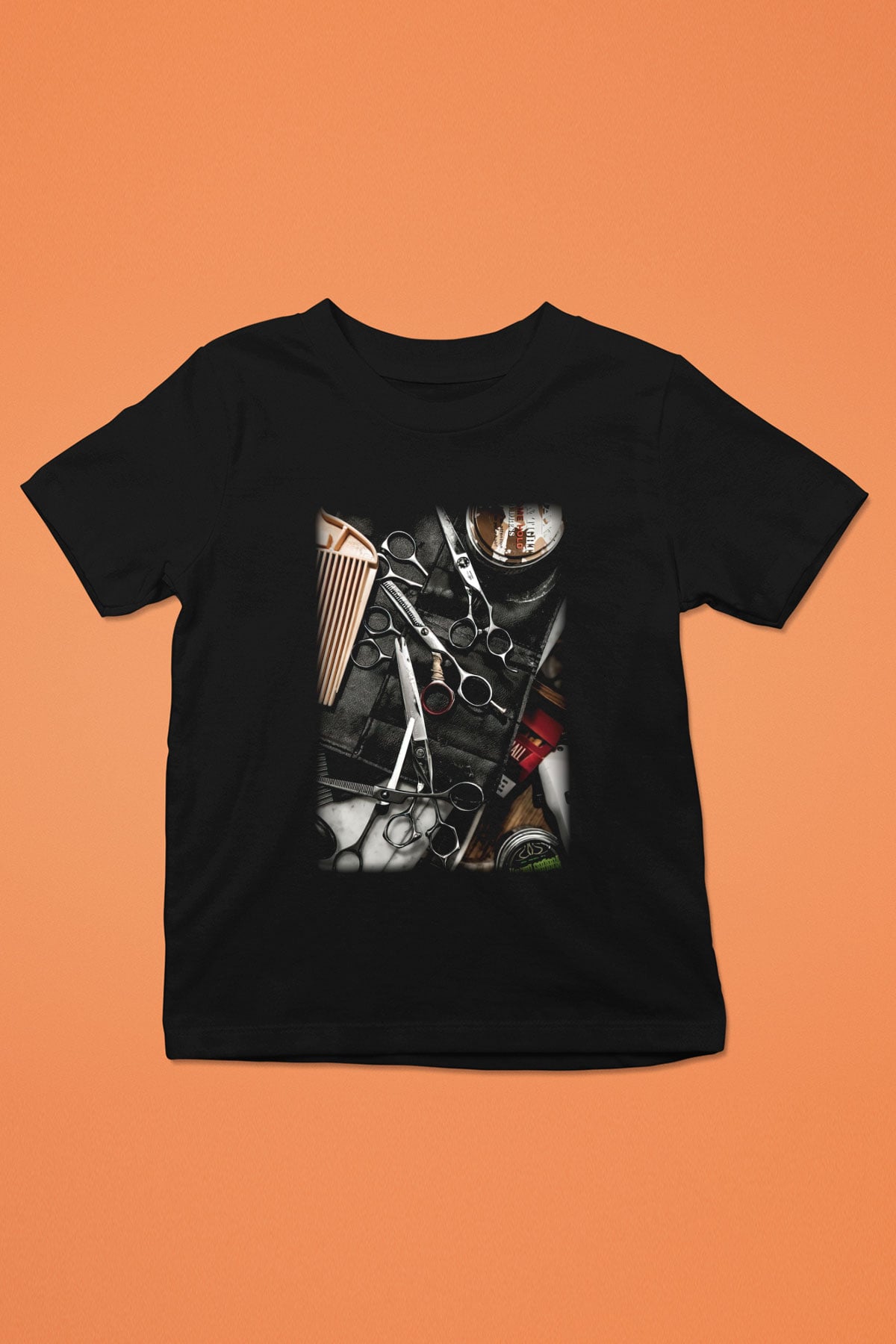 Kuaför Baskılı Siyah Unisex Çocuk Tişört