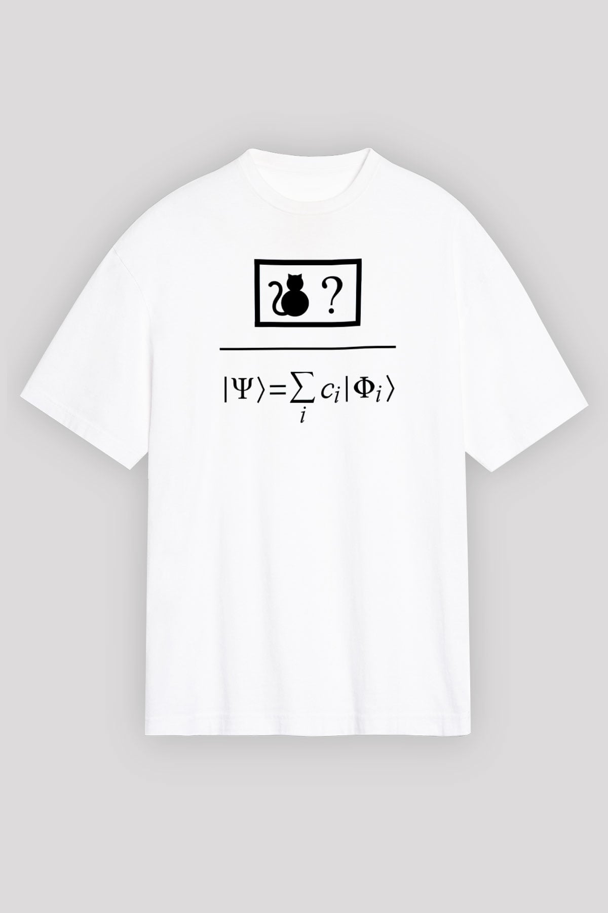 Kuantum Süper Pozisyon Baskılı Unisex Oversize Beyaz Tişört - Tshirt