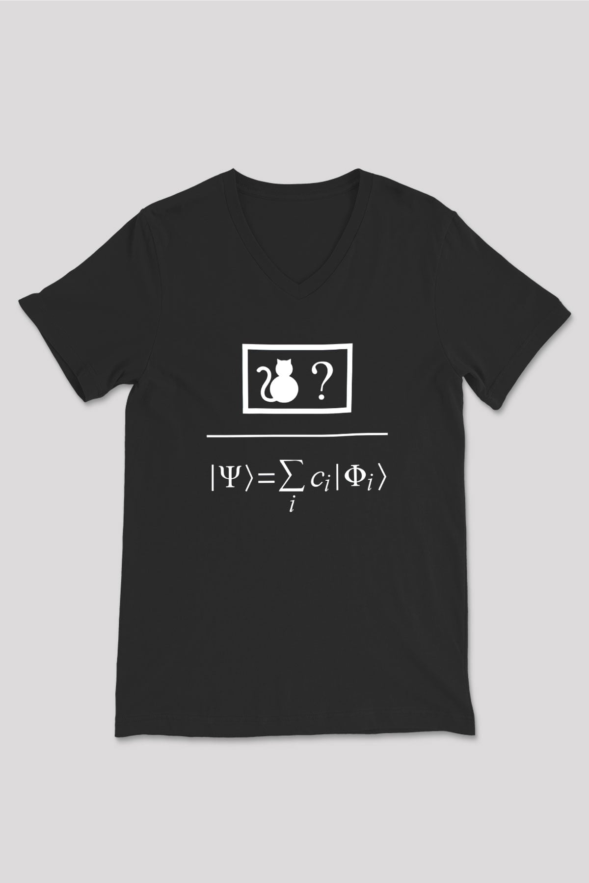 Kuantum Super Pozisyon Baskılı Unisex V Yaka Siyah Tİşört - Tshirt