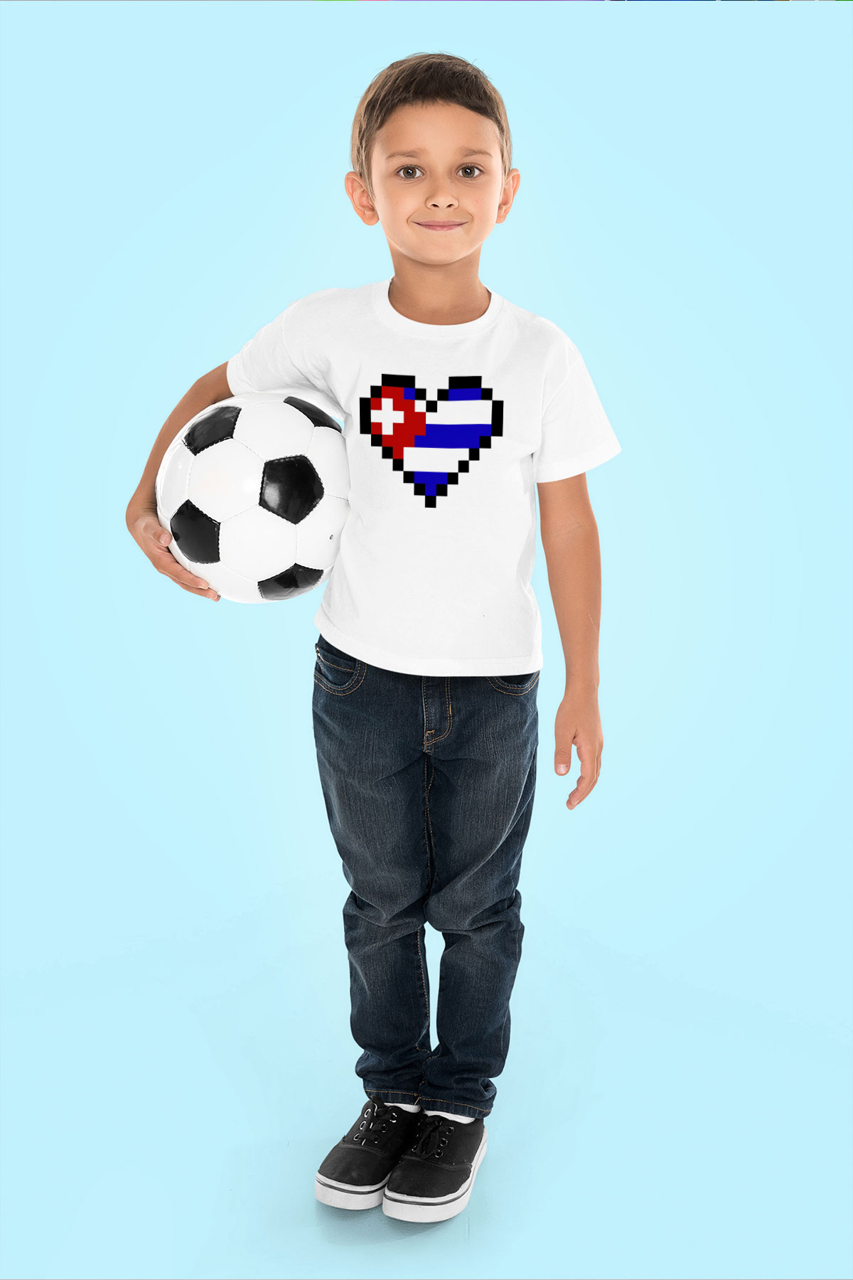Küba Baskılı Beyaz Unisex Çocuk Tişört