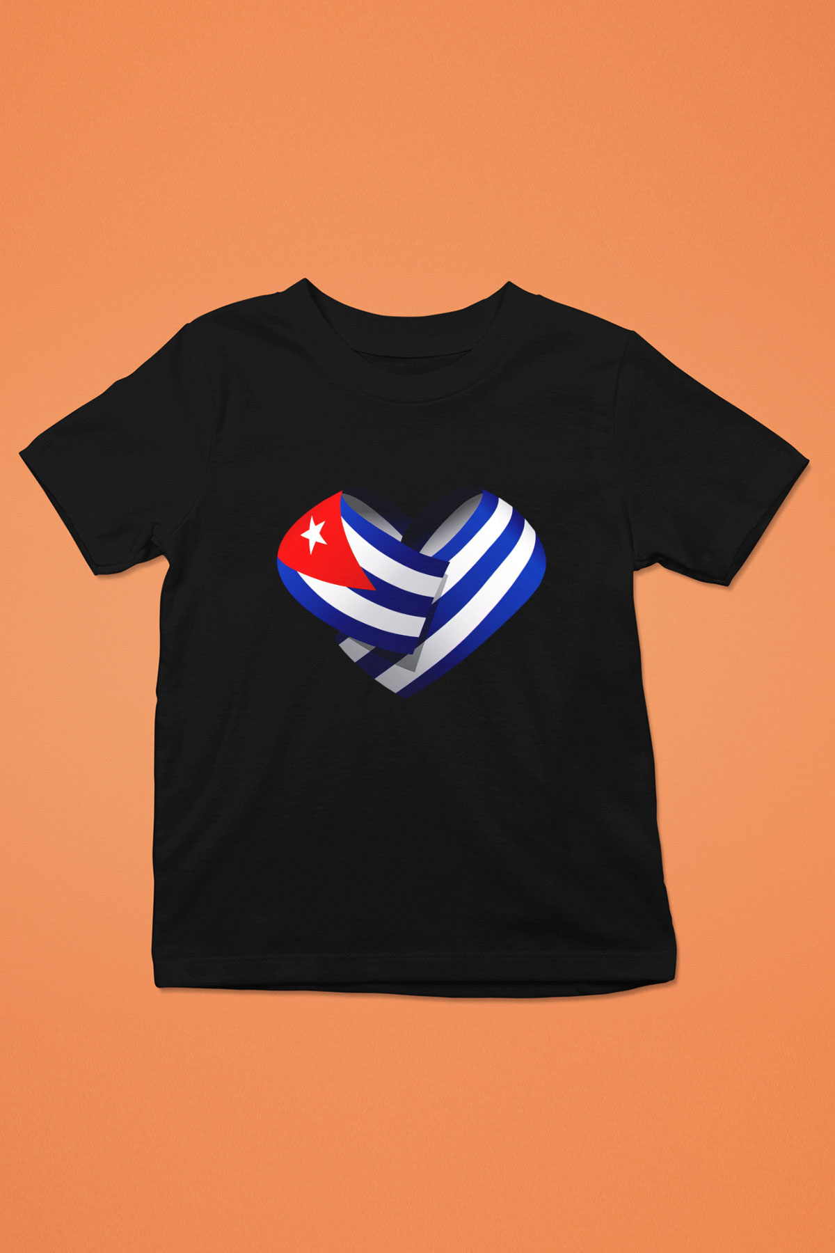 Küba Baskılı Siyah Unisex Çocuk Tişört
