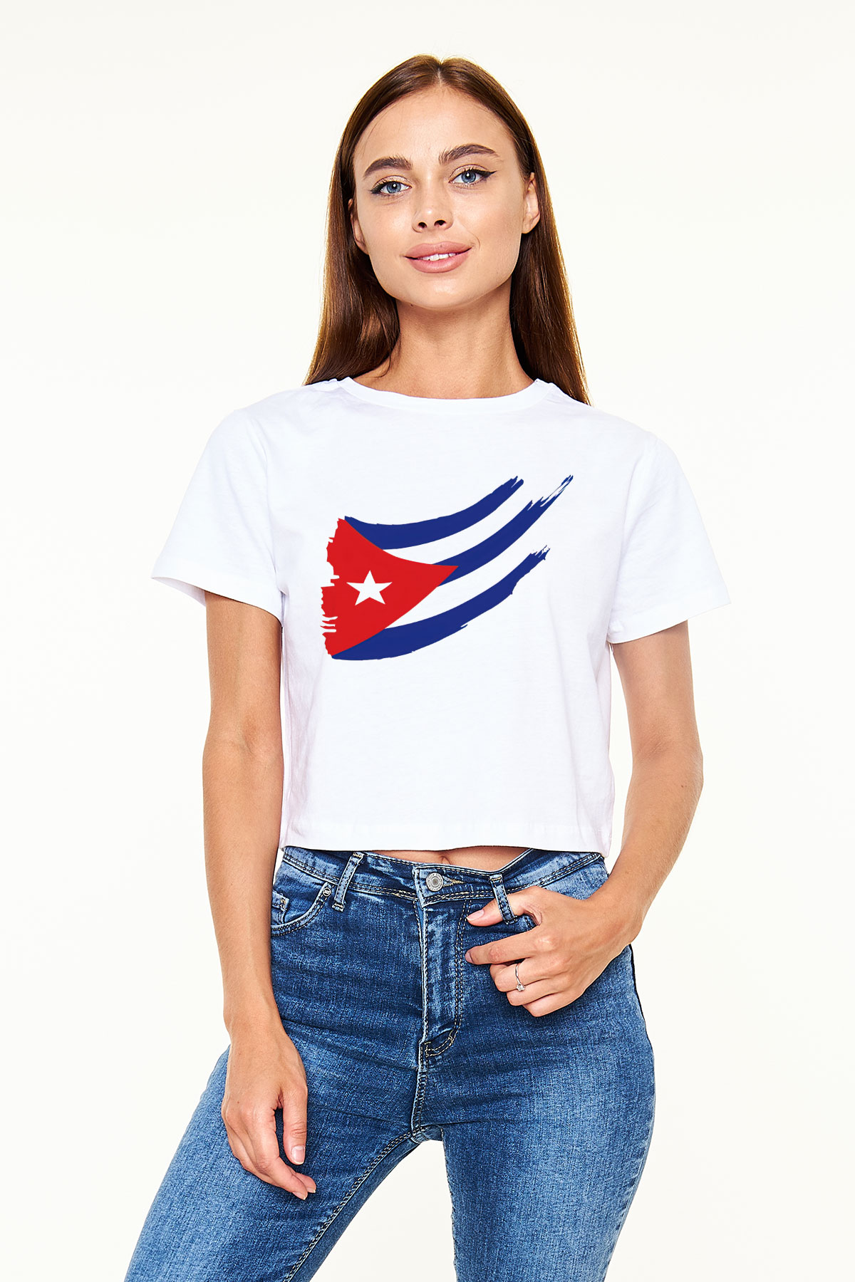 Küba Beyaz Croptop Tişört
