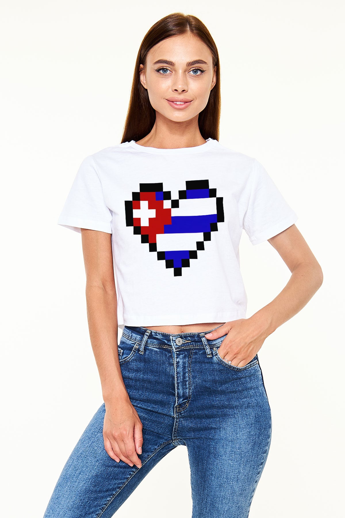 Küba Beyaz Croptop Tişört