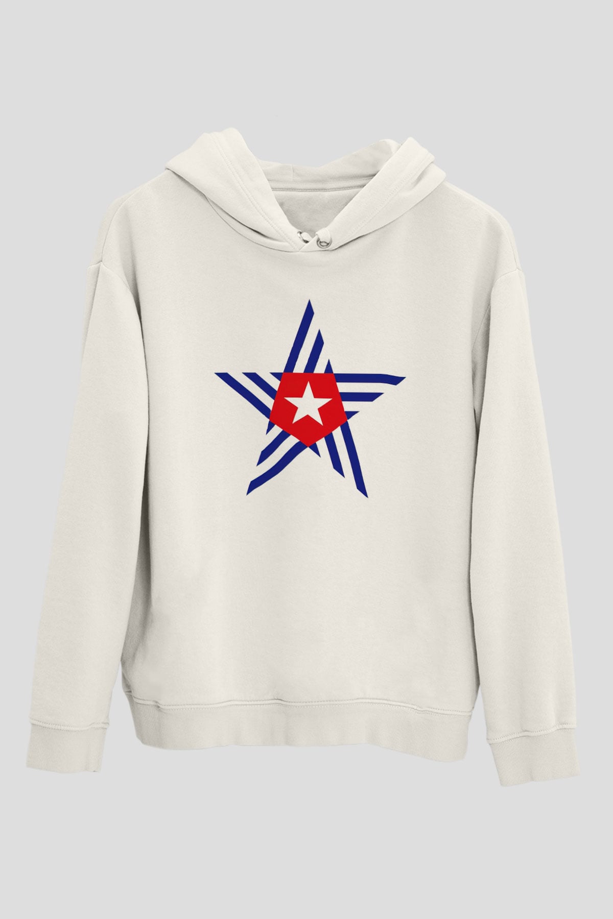 Küba Beyaz Unisex Kapşonlu Sweatshirt