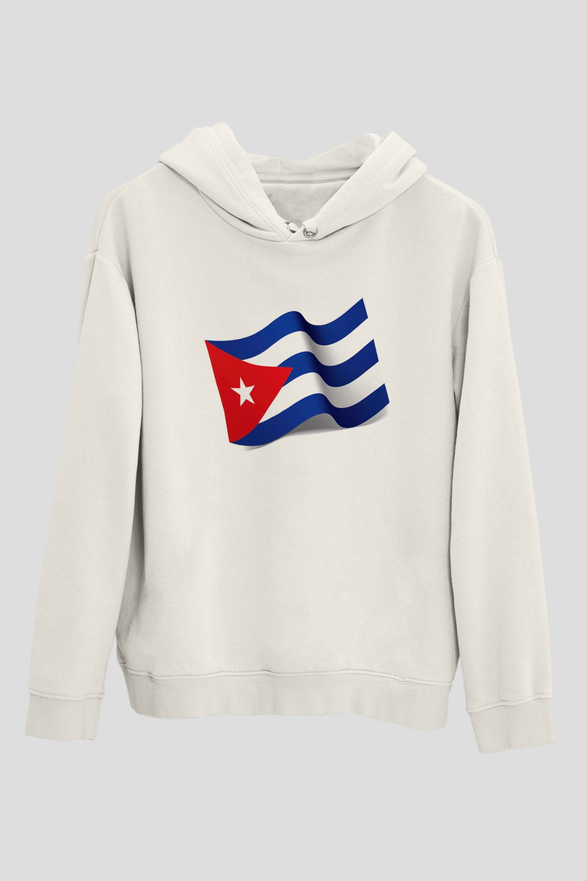 Küba Beyaz Unisex Kapşonlu Sweatshirt