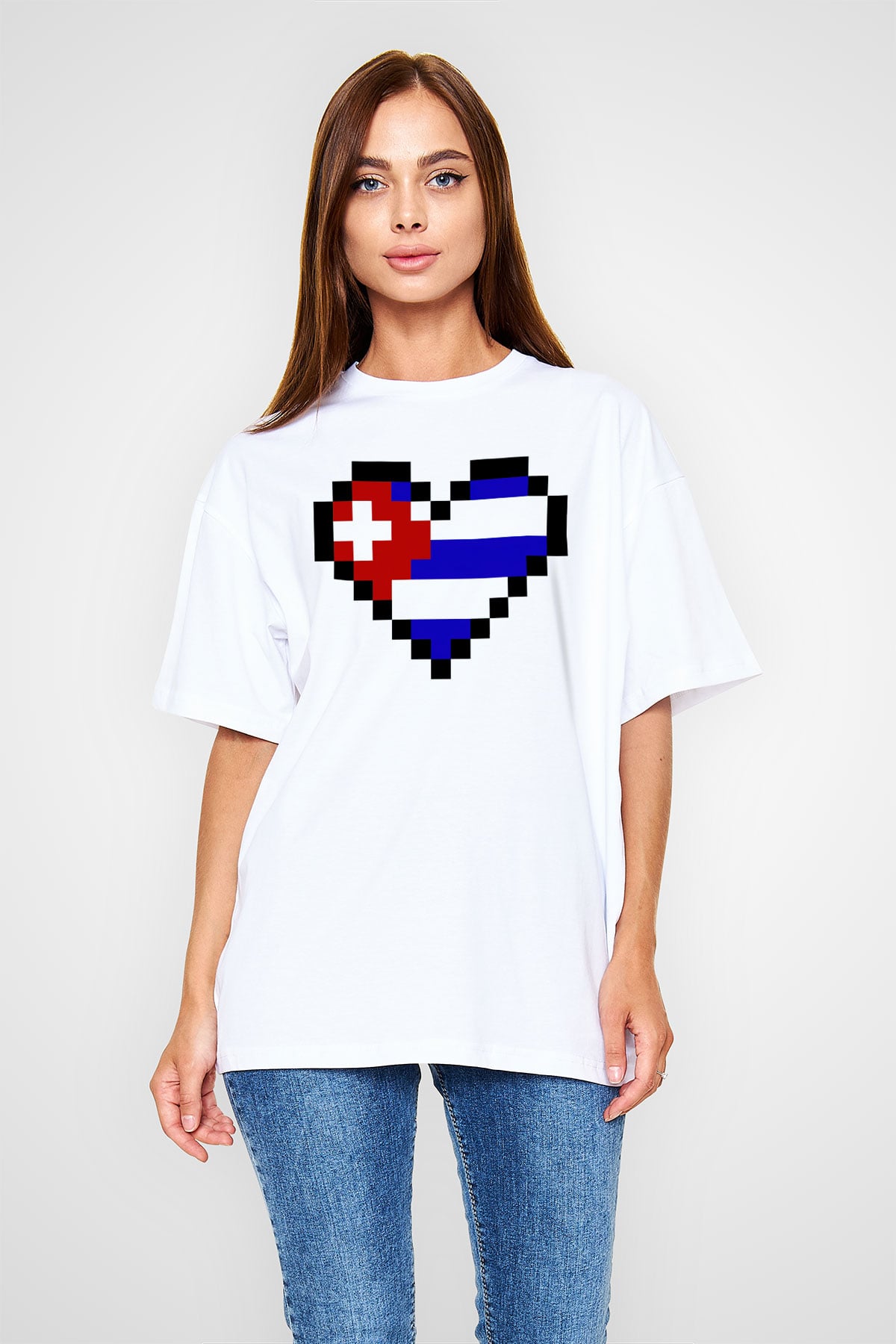 Küba Beyaz Unisex Oversize Tişört T-Shirt