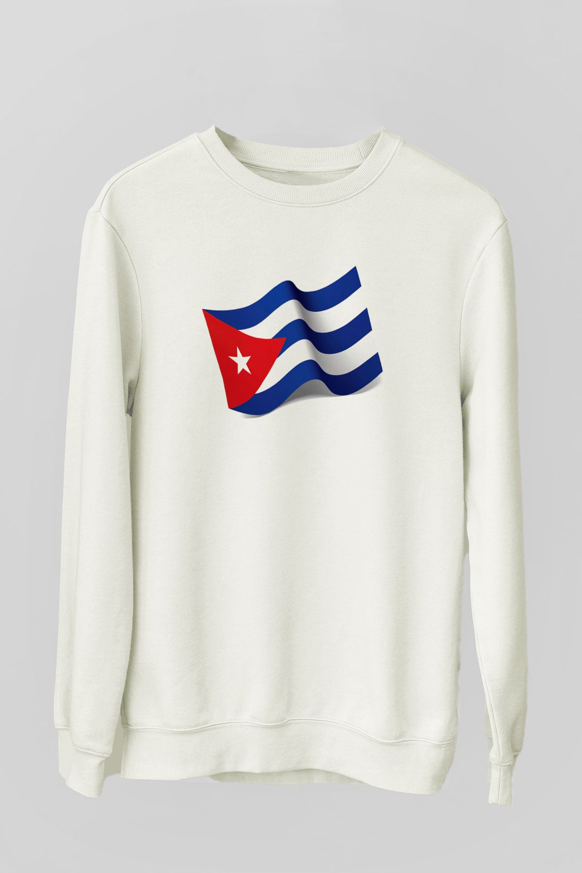 Küba Beyaz Unisex Sweatshirt