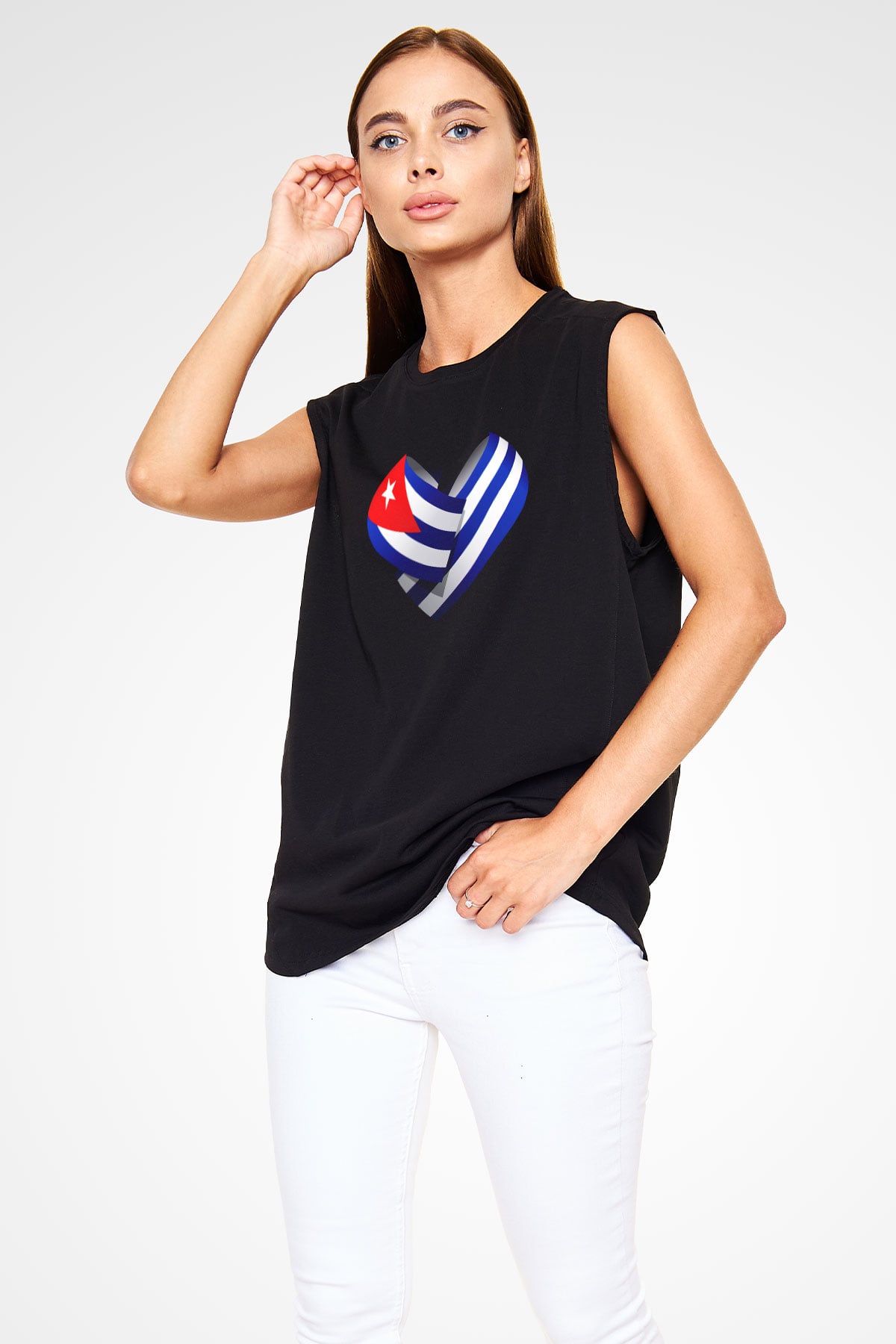Küba Siyah Unisex Kolsuz Tişört
