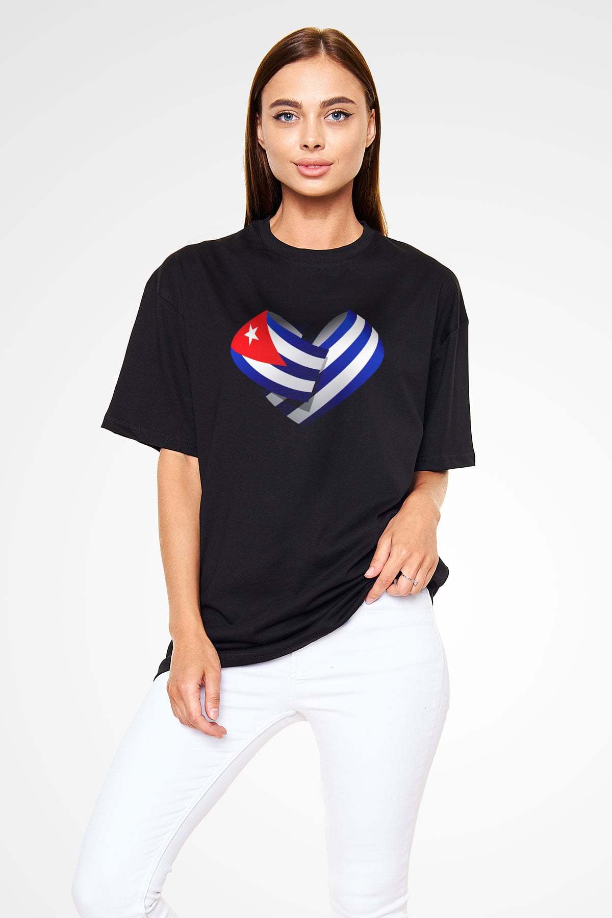 Küba Siyah Unisex Oversize Tişört T-Shirt