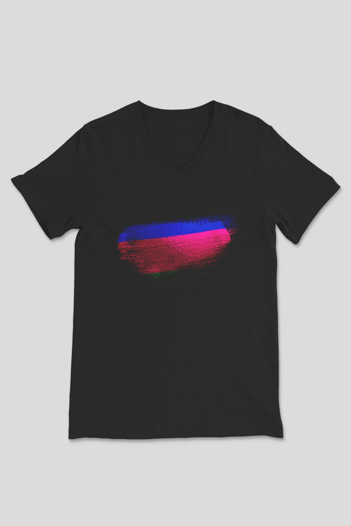 Kuban Halk Cumhuriyeti Bayrağı Baskılı Unisex Siyah V Yaka Tişört
