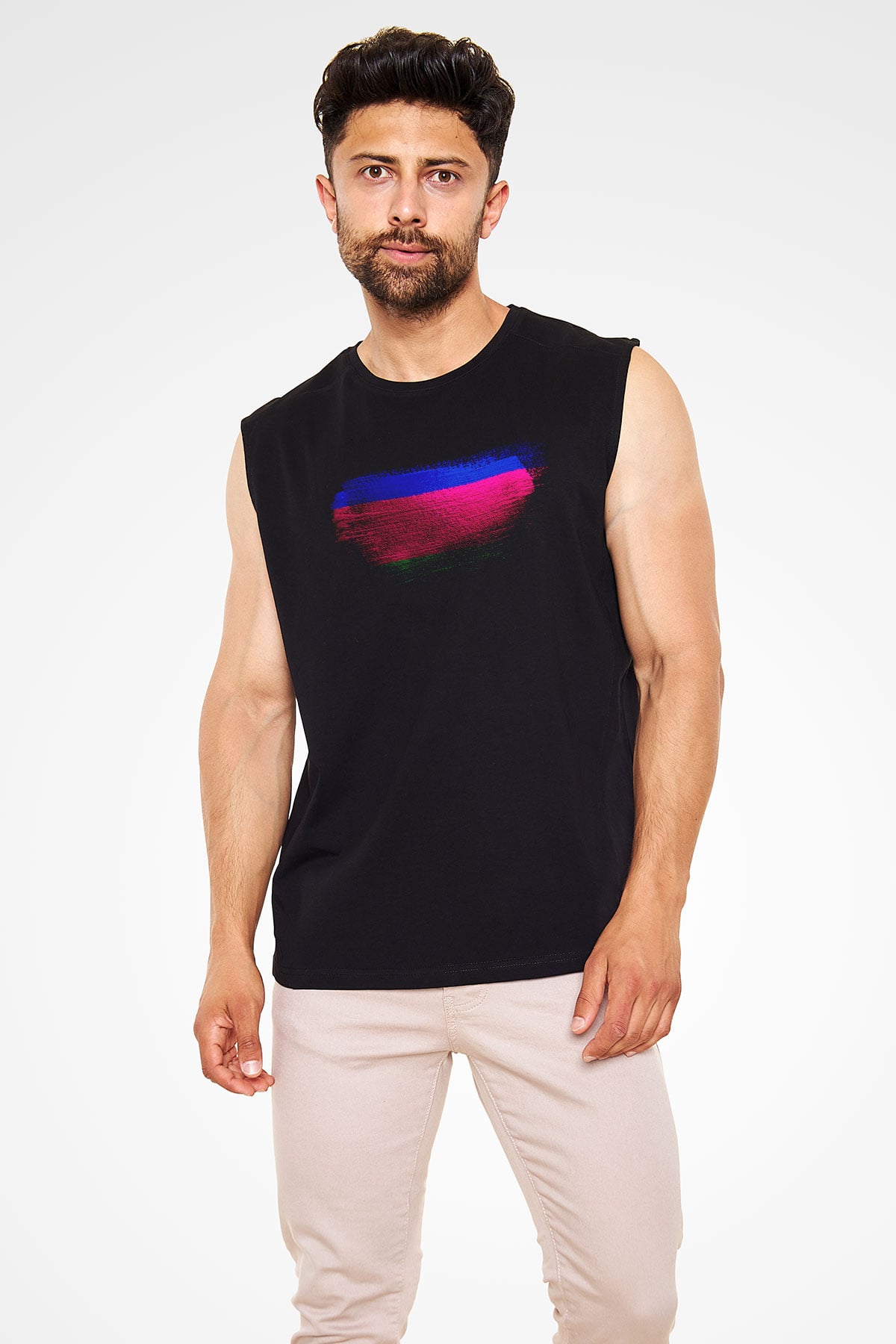 Kuban Halk Cumhuriyeti Bayrağı Baskılı Unisex Siyah Kolsuz Tişört