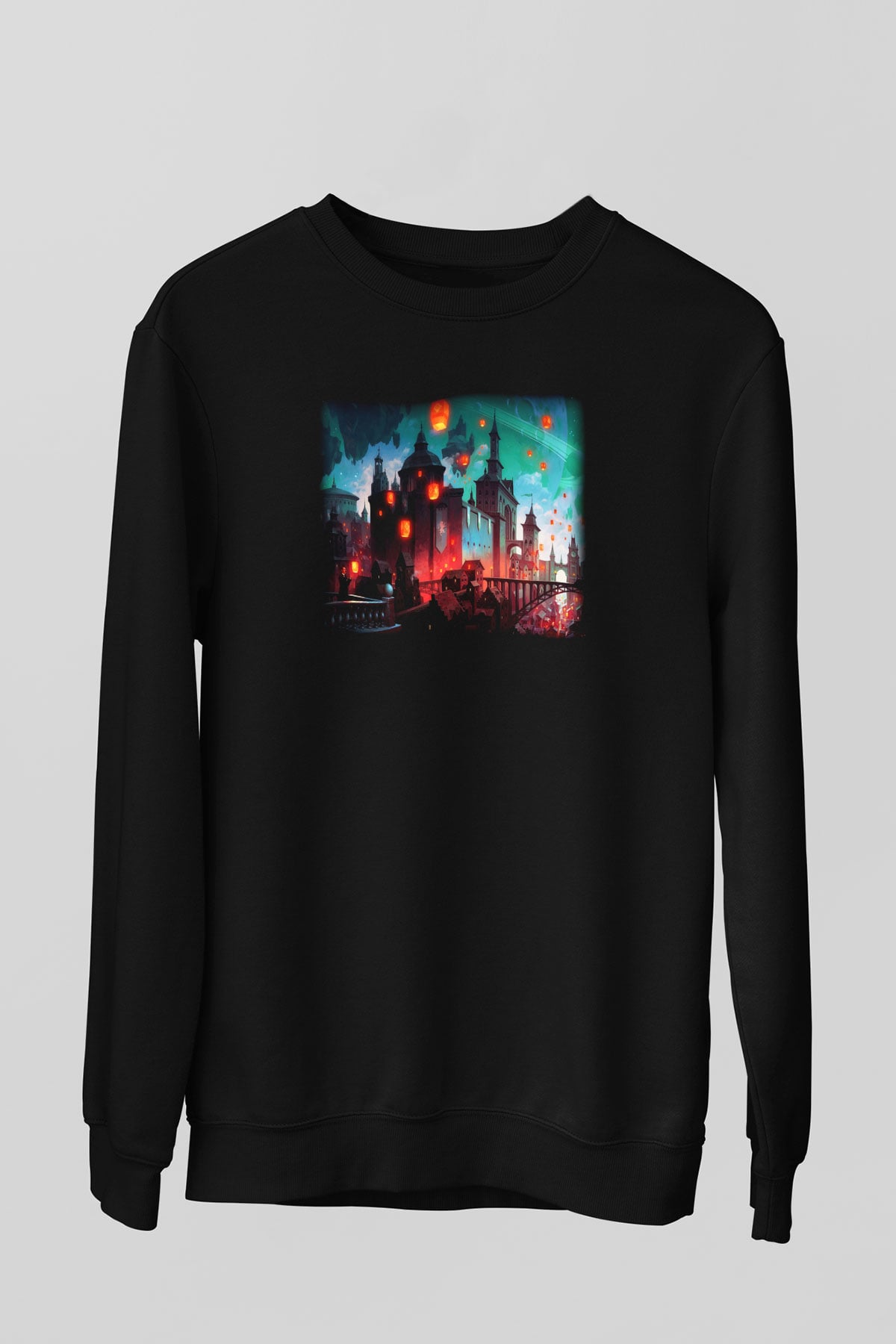 Kule Köprüsü Siyah Unisex Sweatshirt