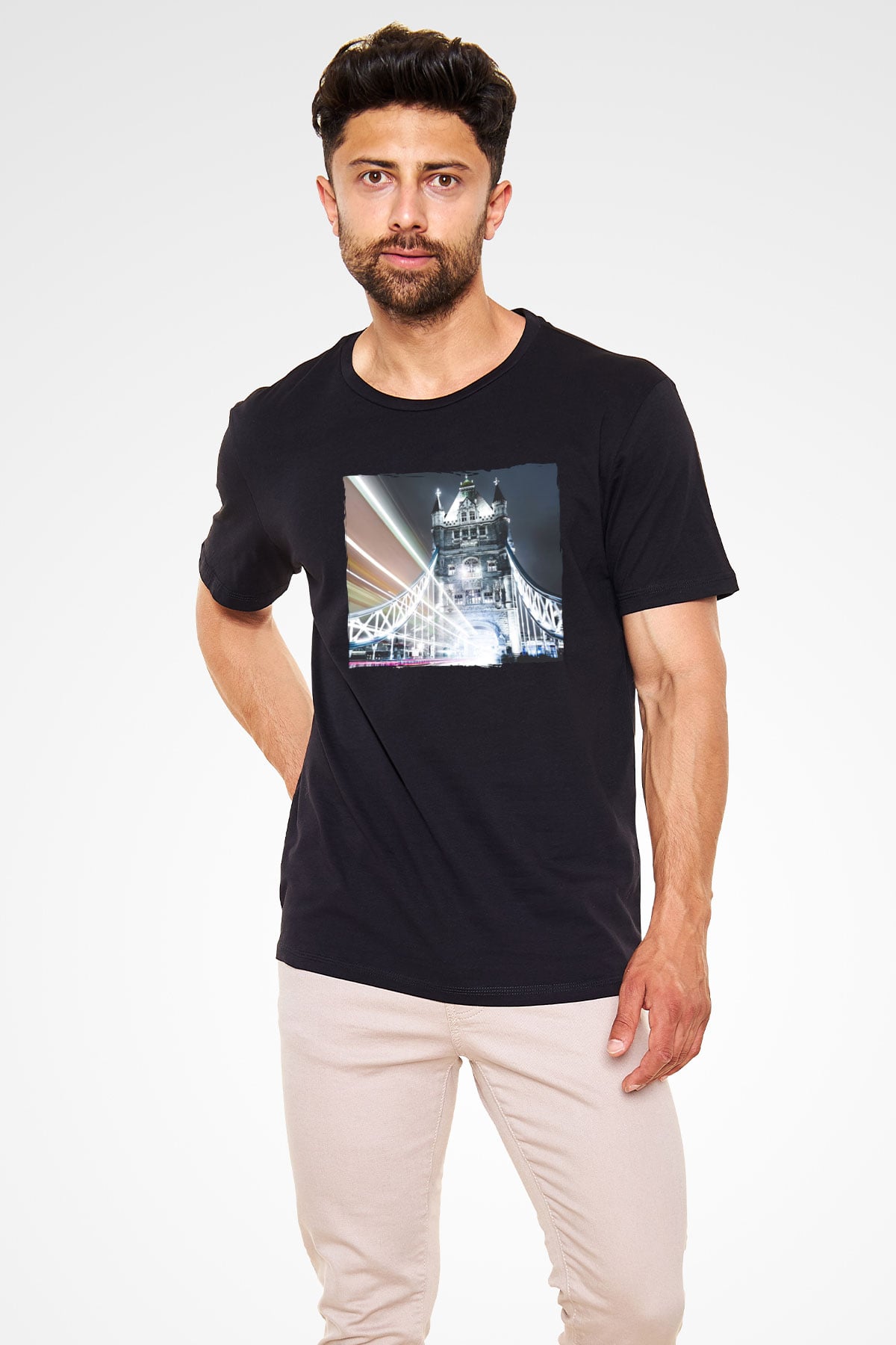 Kule Köprüsü Siyah Unisex Tişört T-Shirt - TişörtFabrikası