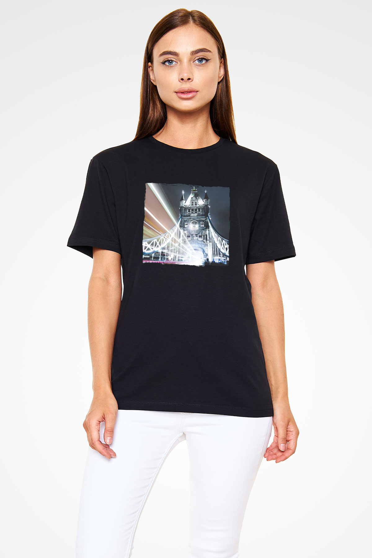 Kule Köprüsü Siyah Unisex Tişört T-Shirt - TişörtFabrikası