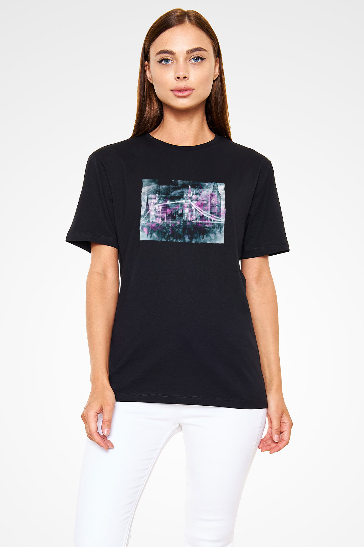 Kule Köprüsü Siyah Unisex Tişört T-Shirt - TişörtFabrikası