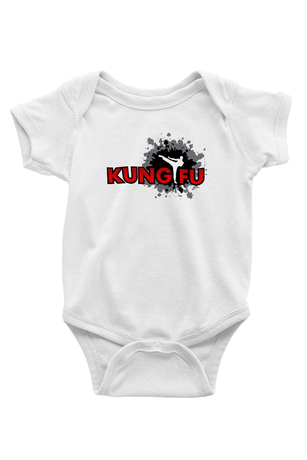 Kung Fu Baskılı Beyaz Unisex Bebek Body - Zıbın