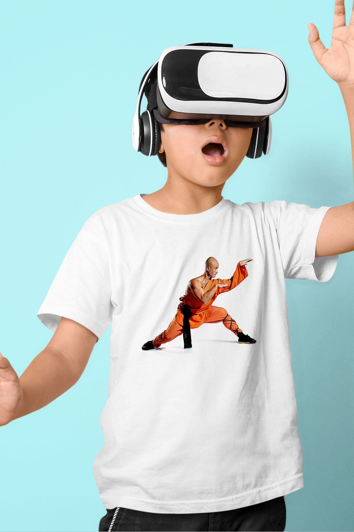 Kung Fu Beyaz Unisex Çocuk Tişört