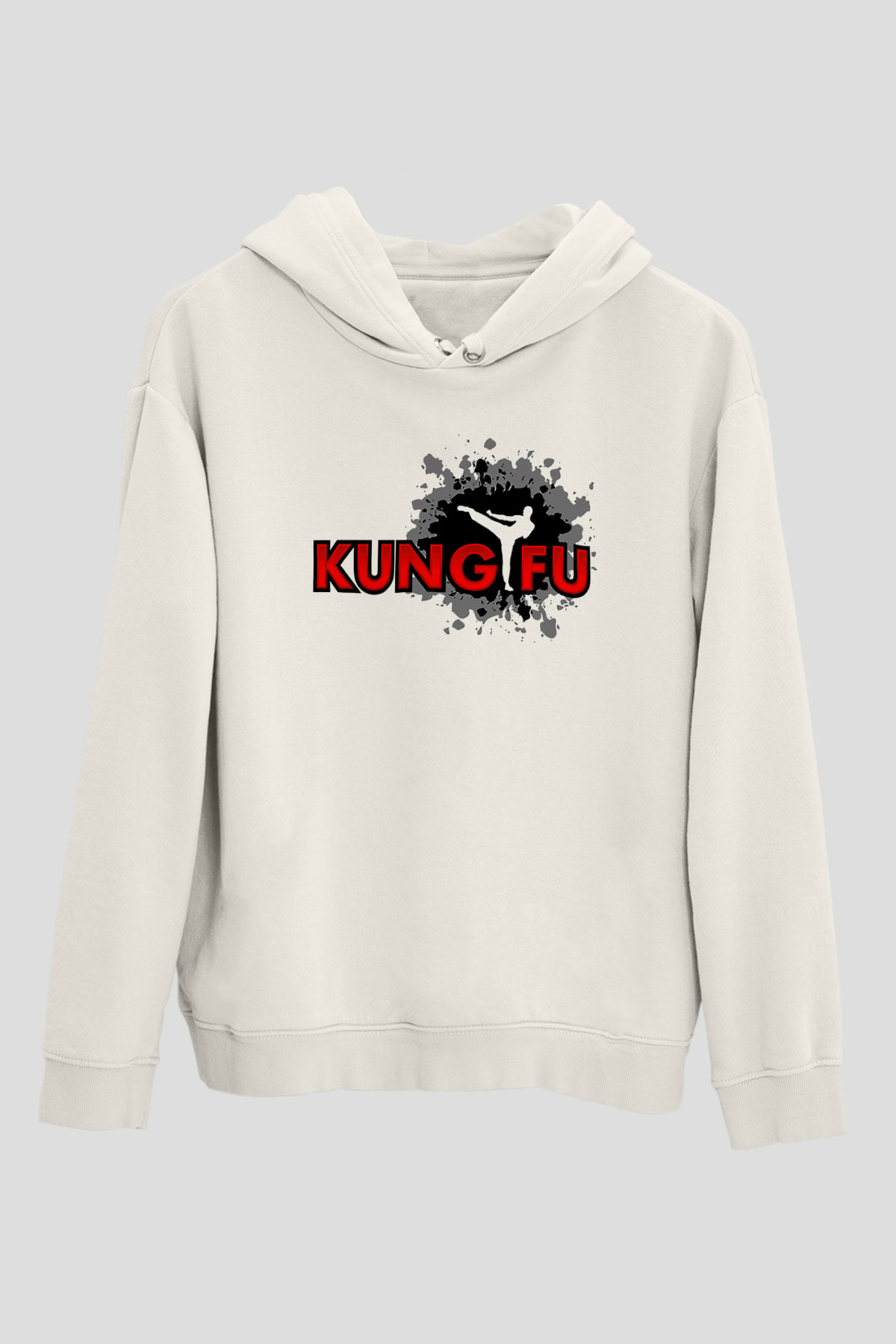 Kung Fu Beyaz Unisex Hoodie
