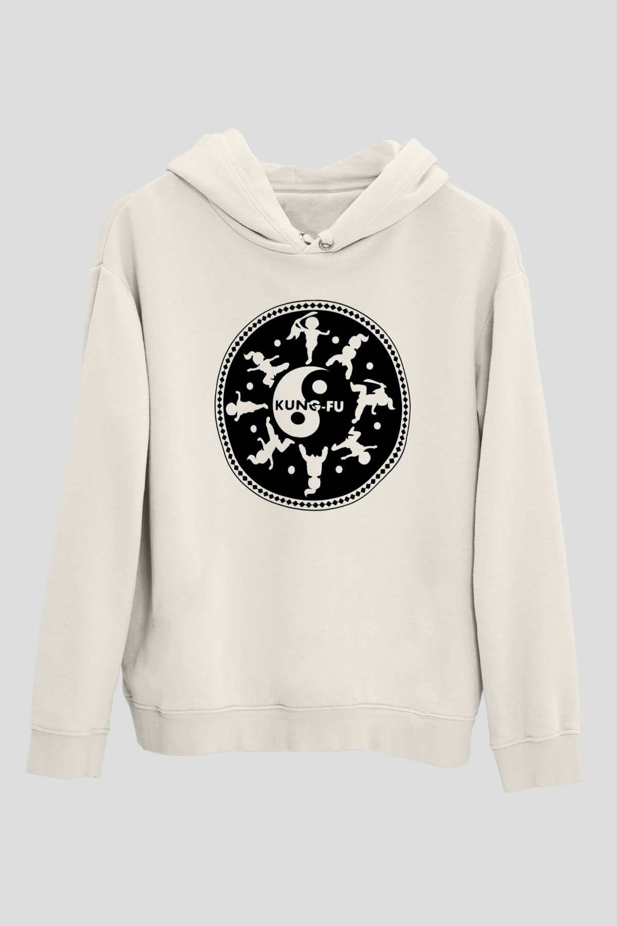 Kung Fu Beyaz Unisex Hoodie