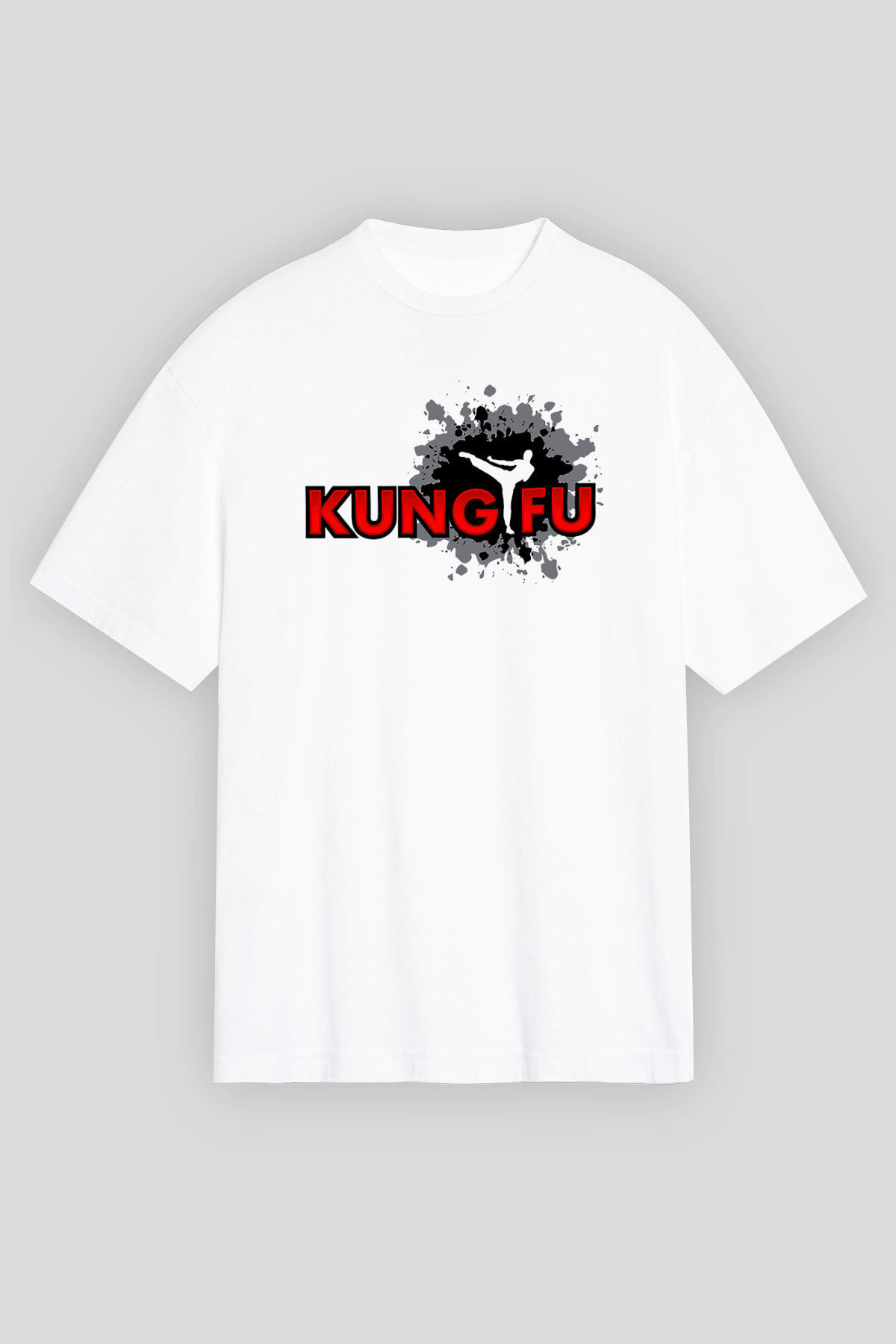 Kung Fu Beyaz Unisex Oversize Tişört T-Shirt