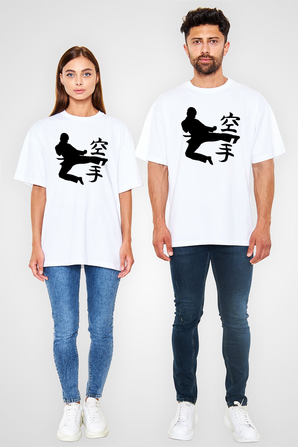 Kung Fu Beyaz Unisex Oversize Tişört T-Shirt