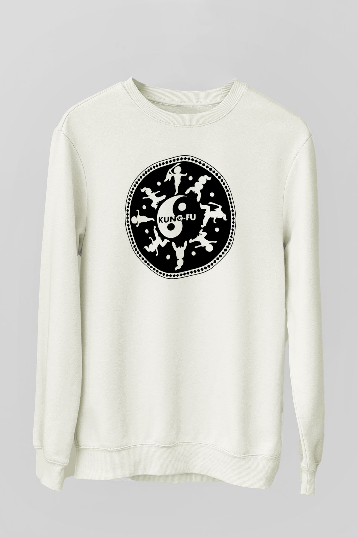 Kung Fu Beyaz Unisex Sweatshirt