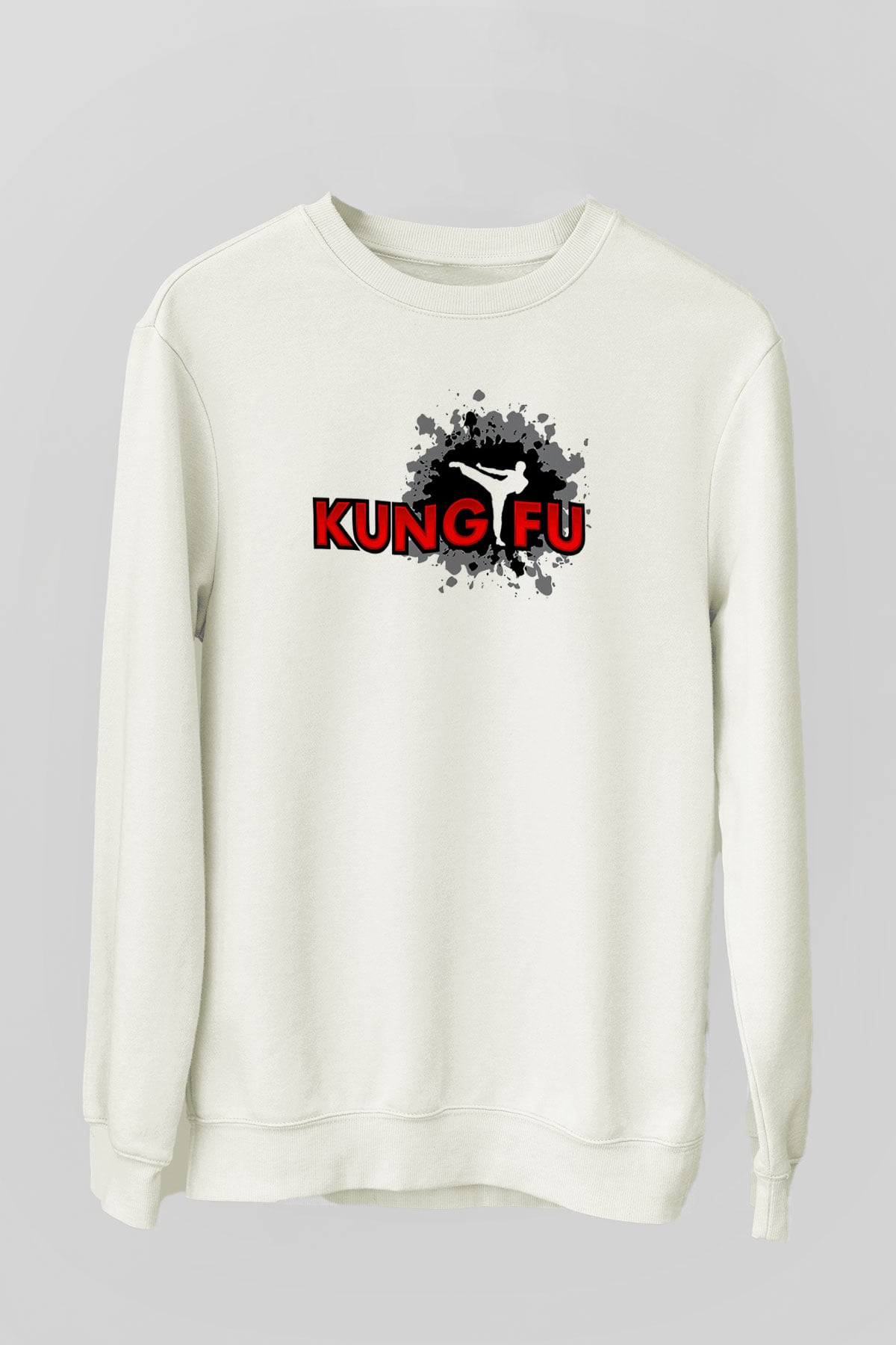 Kung Fu Beyaz Unisex Sweatshirt