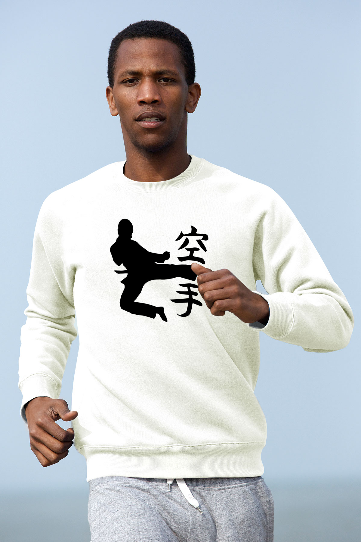 Kung Fu Beyaz Unisex Sweatshirt