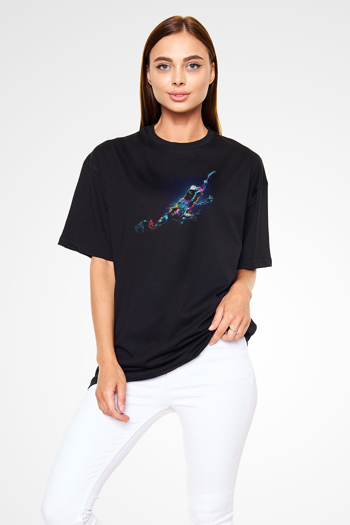 Kurbağa Siyah Unisex Oversize Tişört T-Shirt