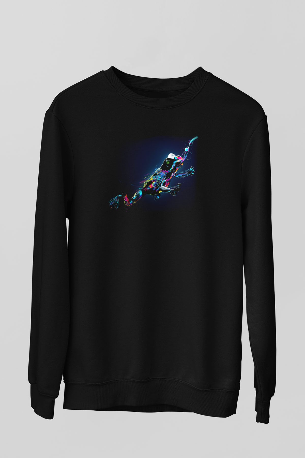 Kurbağa Siyah Unisex Sweatshirt