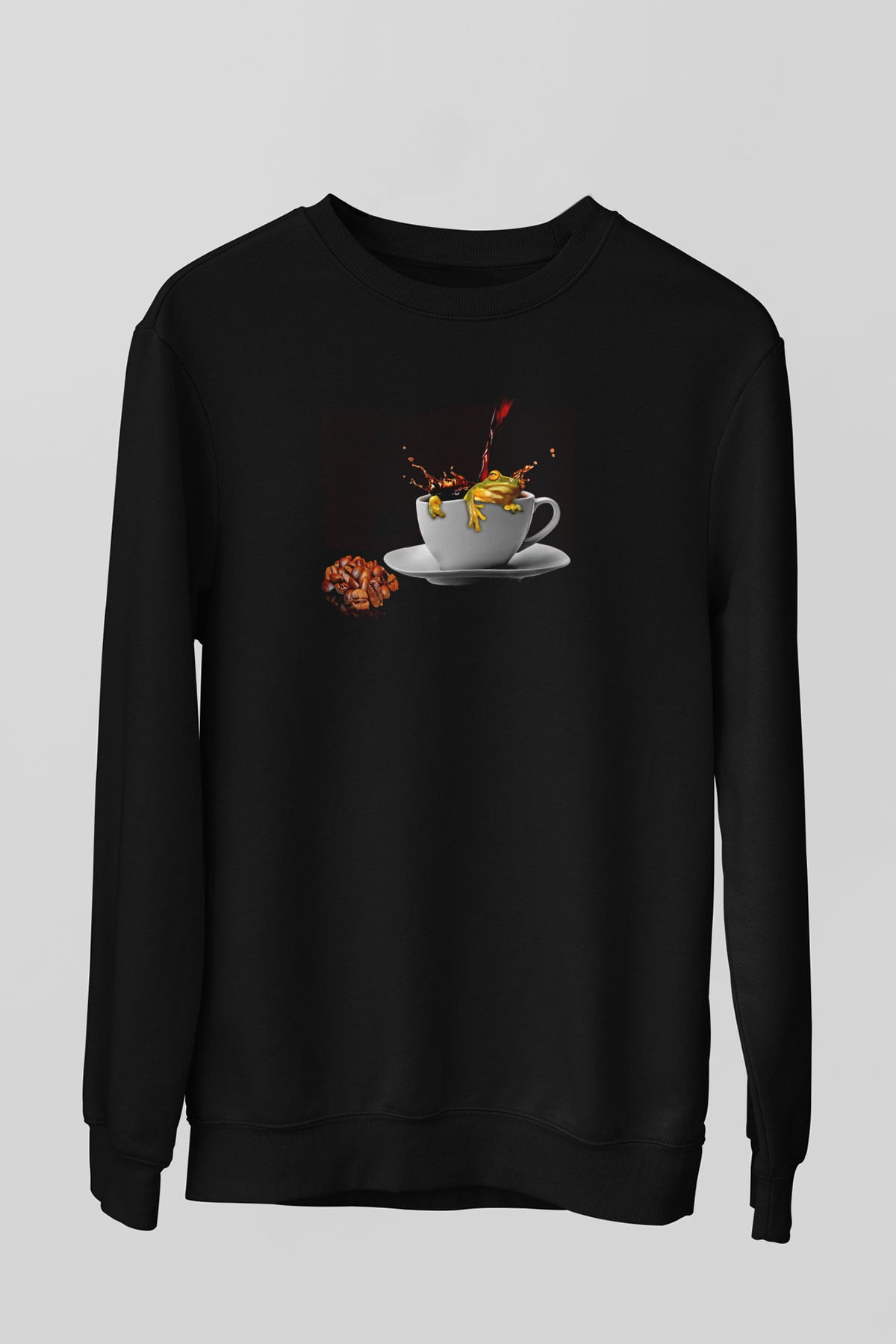 Kurbağa Siyah Unisex Sweatshirt
